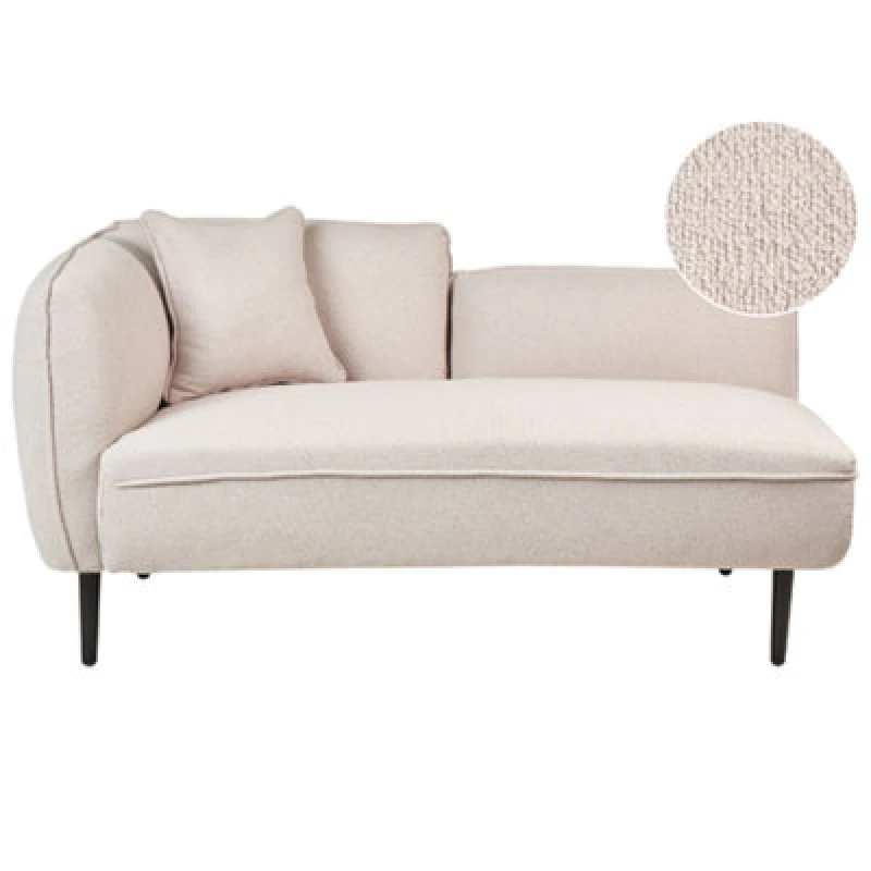 Image of Beliani Left-Hand Chaise Lounge Chevannes Boucle Light Beige
