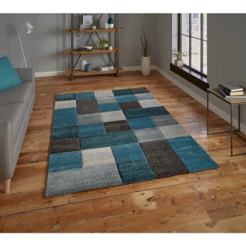 Image of Brooklyn 646 Blue Grey 120cm x 170cm Rectangle - Blue and Grey