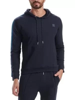 Image of Ted Baker French Terry Crossover Pieced Hoodie, Navy Size M Men