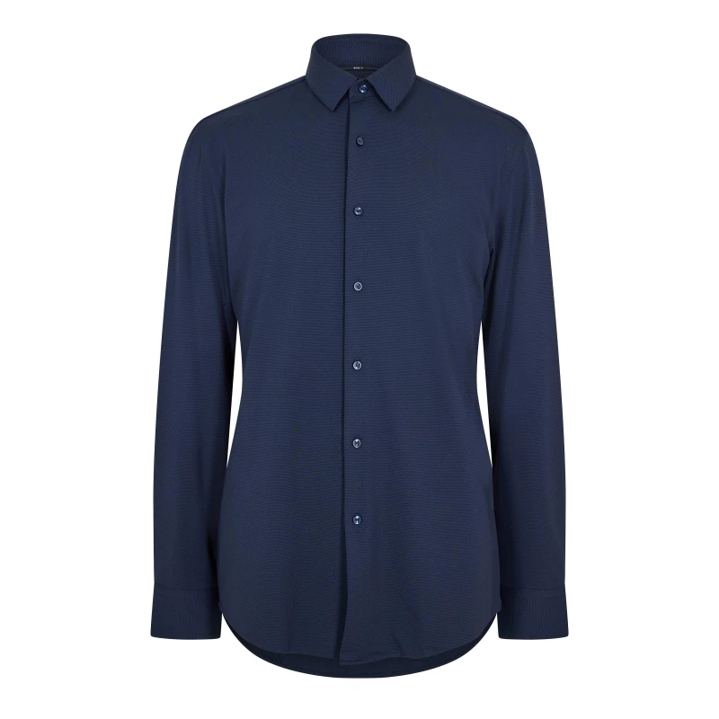 Image of Boss Mens P Hank S Kent Long Sleeve Oxford Shirt Oxford Shirt - Long Sleeve 15" Blue 55244619350