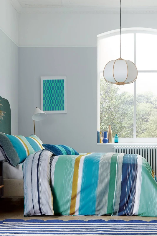 Image of Helena Springfield 'Carrie' Cotton Duvet Cover Set in Blue Size: Single Blue