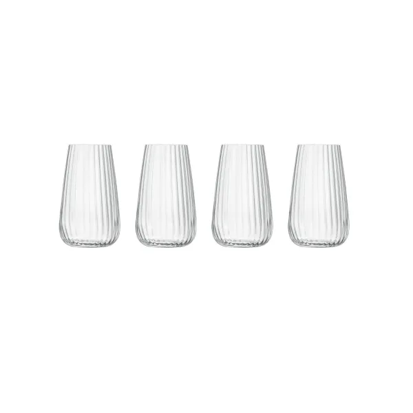 image of Optica Hi Ball Glasses Set of 4, Crystal, Stemless, Vintage, Dishwasher Safe, 570ml