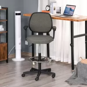 Image of Ergonomic Tall Office Chair With Foot Ring And Arm Wheel Grey