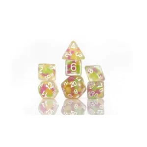 image of Sirius Dice: Melon Ball Glowworm, Glow in the Dark Poly Dice Set