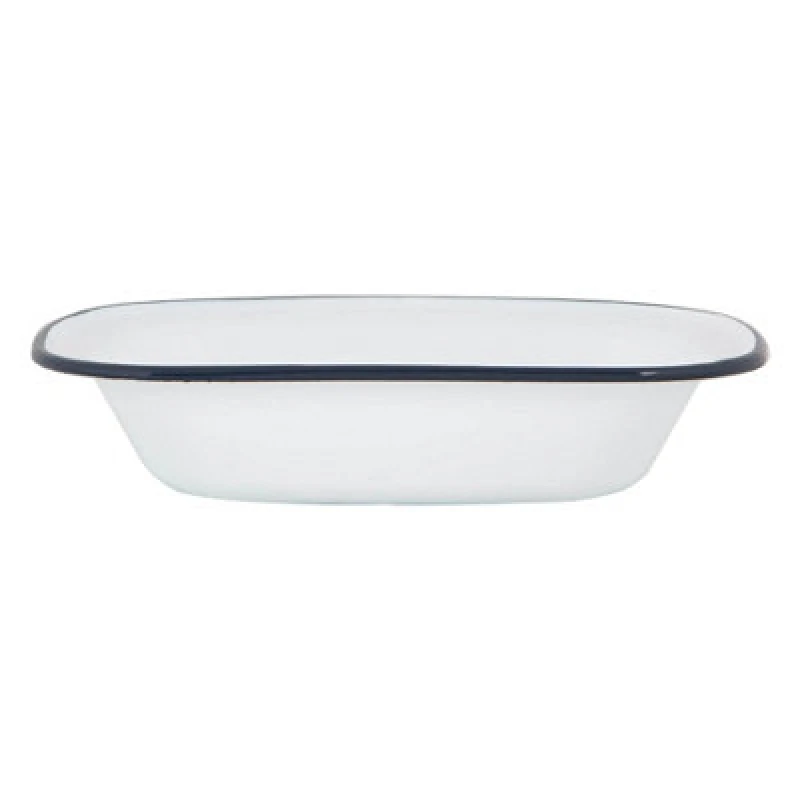 Image of Argon Tableware White Enamel Pie Dish - 25.5Cm - Navy