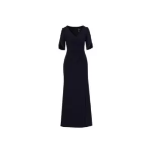 Image of Adrianna Papell Pearl Trim Knit Crepe Gown - Blue