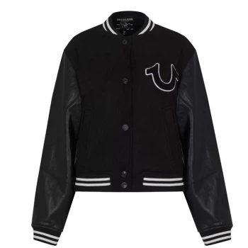 image of True Religion True Religion Varsity Jacket Womens - Onyx 1001