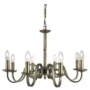 image of Richmond 8 Light Chandelier Antique Brass Finish, E14