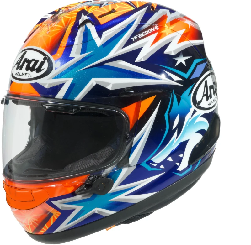 Image of Arai RX-7V Evo Okamoto Compass, full face helmet , color: Orange/Blue/White , size: L