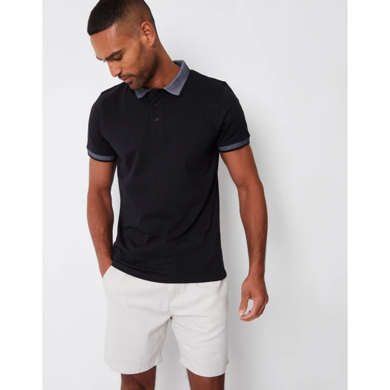 Image of Threadbare Mens TB Shandy Short-Sleeve Polo Shirt Black male X Large