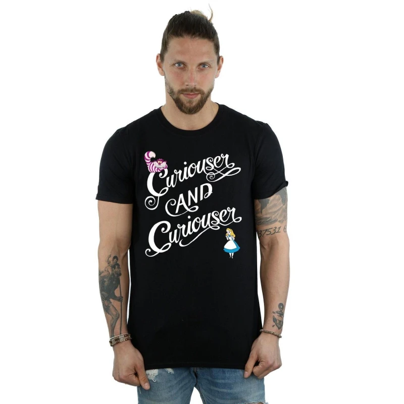 Image of Disney Men Alice In Wonderland Curiouser T-Shirt in Black Size: Small Black S Male 5057245569576