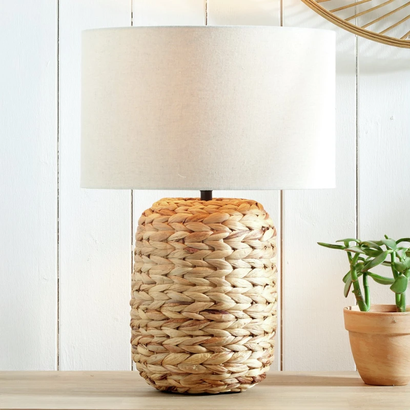 Image of Pacific Pacific Zadi Plaited Woven Tall Table Lamp - Natural