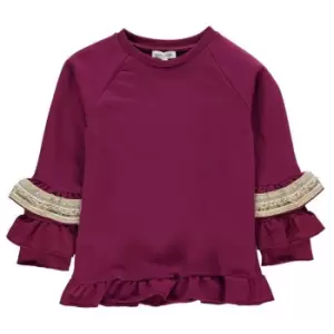 image of Rose and Wilde Nessa Frill Sleeve Jumper With Sequin Trim - Red