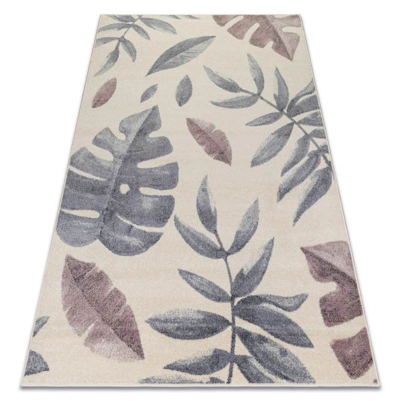 Image of RUGSX Rugsx - Carpet heos 78428 cream / pink leaves monstera beige 120x170cm DEV1087