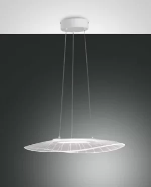 image of Vela LED Dome Pendant Ceiling Lights White Glass