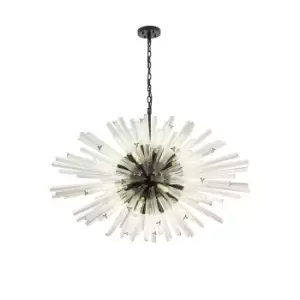 image of Hornby 32 Light E27, Oval Ceiling Pendant Matt Black, Clear Glass