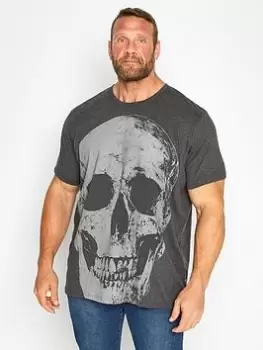 image of BadRhino Large Skull T-Shirt - Charcoal, Grey, Size 3XL, Men