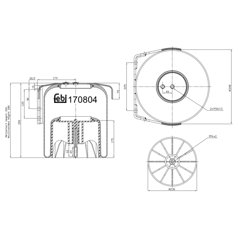 Image of FEBI BILSTEIN 170804 Boot, air suspension Rear Axle Boot,air suspension (324)