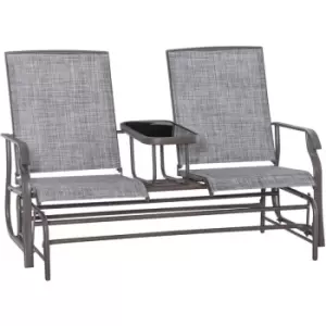 image of 2 Seater Rocker Double Rocking Chair Lounger Outdoor Garden Furniture - Grey - Outsunny