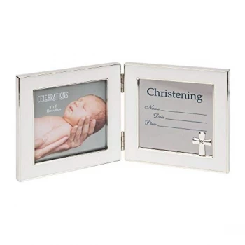 image of 4" x 4" - Engravable Data Hinged Photo Frame - Christening