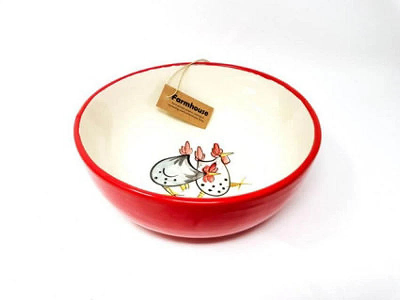 Image of Verano Spanish Ceramics Farmhouse Hand Painted Ceramic Kitchen Dining Sharing Fruit Bowl (D) 23cm x (H) 9cm Multi
