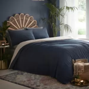 Image of Loft Tate Soft Velvet Duvet Cover Set, Ink Blue, Single - Appletree