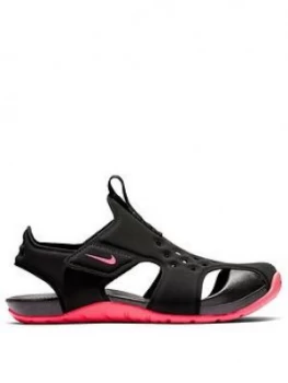 Image of Nike Kids Sunray Protect 2 Preschool Sandals - Black/Pink, Size 2.5