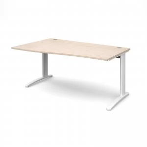 Image of TR10 Left Hand Wave Desk 1600mm - White Frame maple Top