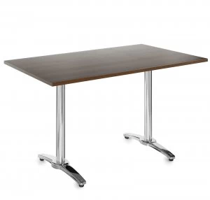 Image of Roma Rectangular Table With 4 Leg Chrome Base 1300mm x 800mm - Walnut