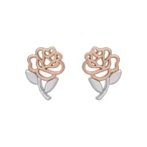 Disney Princess Sterling Silver and Rose Gold Cut Through Rose Stud Earrings E901865TL.PH