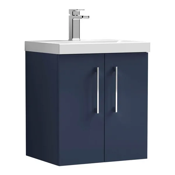 NUIE Nuie Arno Wall Hung 2-Door Vanity Unit with Basin 1 500mm Wide - Midnight Blue ARN2921A