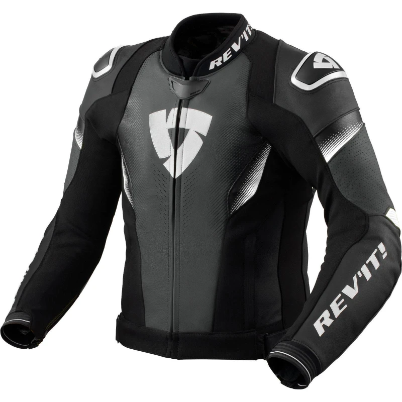 Image of Rev It Control Leather Motorcycle Jacket 46 Black White (UK 36) Black White