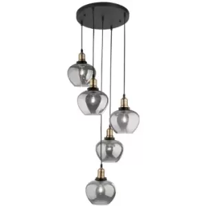 Image of Netlighting Merano Gainesville 5 Light Cluster Pendant Ceiling Light Smoky Glass