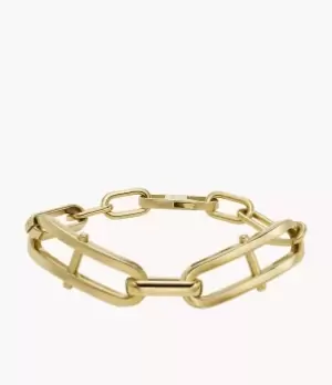 Image of Fossil Women Heritage D-Link Gold-Tone Stainless Steel Chain Bracelet