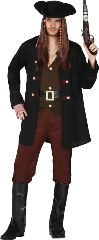 Image of Fiestas Guirca Mens Fancy Dress Adult Pirate Jack in Brown Size: Large Brown Male L