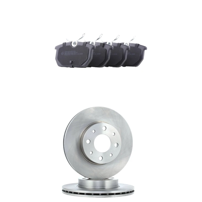 Image of RIDEX 3405B2480 Brake disc and pads set Rear Axle, Brake Disc Type: internally vented, excl. wear warning contact Brake Set,disc brakes (3405)