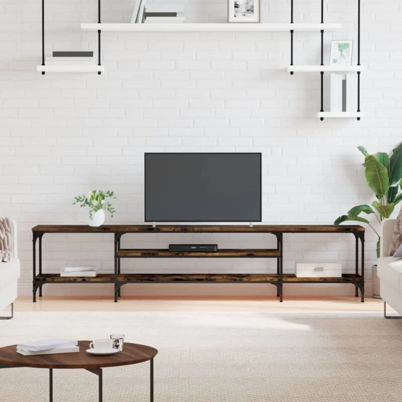 Image of VIDAXL TV Cabinet Smoked Oak 201x35x45cm Engineered Wood&Iron Vidaxl 8720845774325