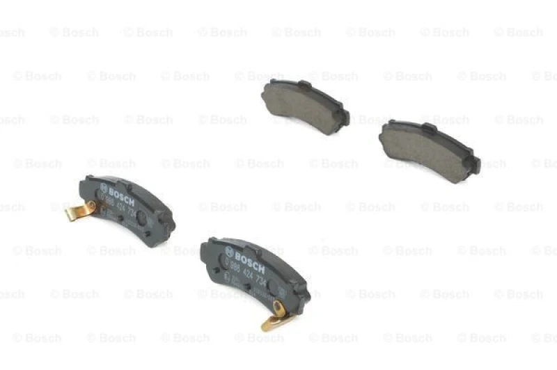 Image of Bosch 0 986 424 734 Brake pad set with acoustic wear warning, with anti-squeak plate Low-Metallic Brake Pad Set,disc brake (402)