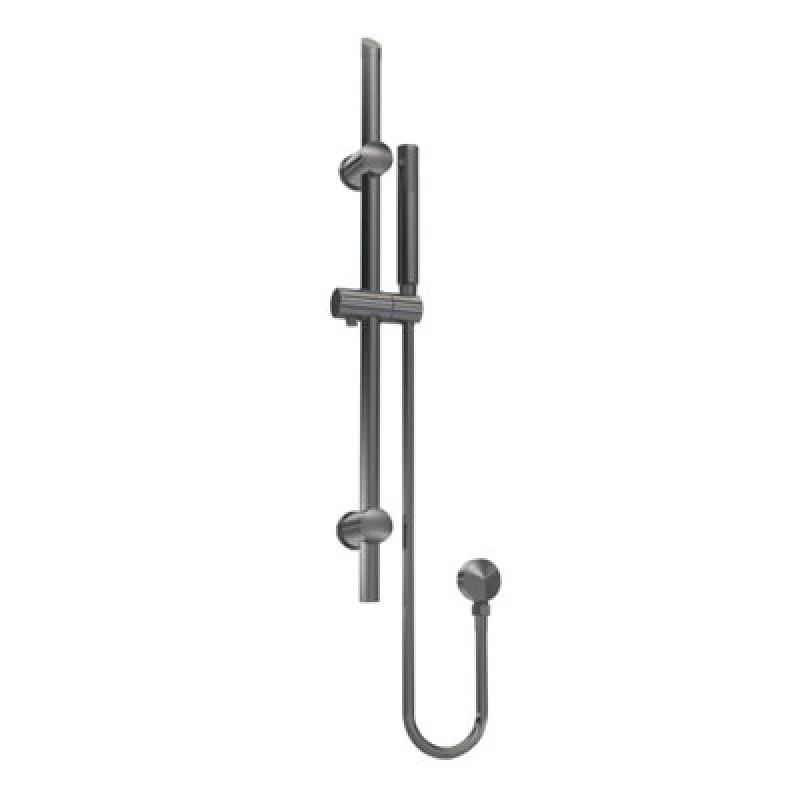 Image of Balterley Round Slider Rail Kit with Outlet Elbow Brushed Pewter Silver