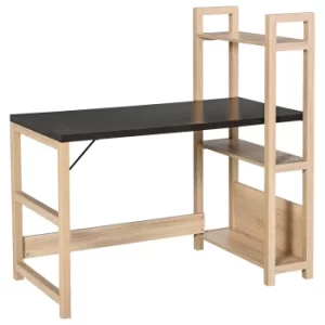 Image of HOMCOM Computer Desk with shelves Office Desk Workstation，Writing Desk Computer PC Laptop Table Workstation, Black Wood Grain
