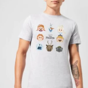 Image of Disney Frozen Emoji Heads Mens T-Shirt - Grey - 3XL