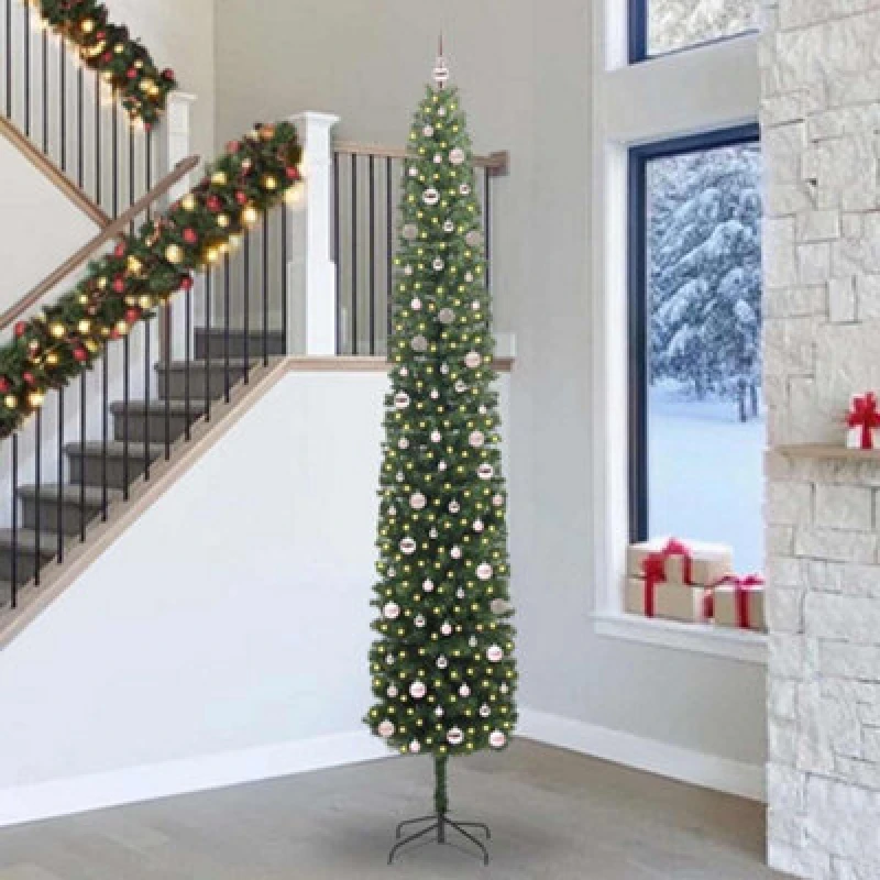 Image of vidaXL Artificial Christmas Tree with 300 LEDs, Pink Balls with Stand Green 300 cm, Green 3394989