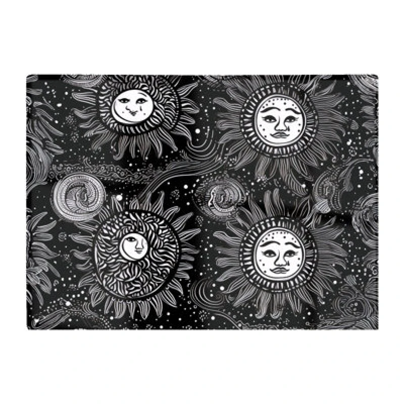 Image of Warren Reed Designer Moon And Sun White Black Glass Chopping Board