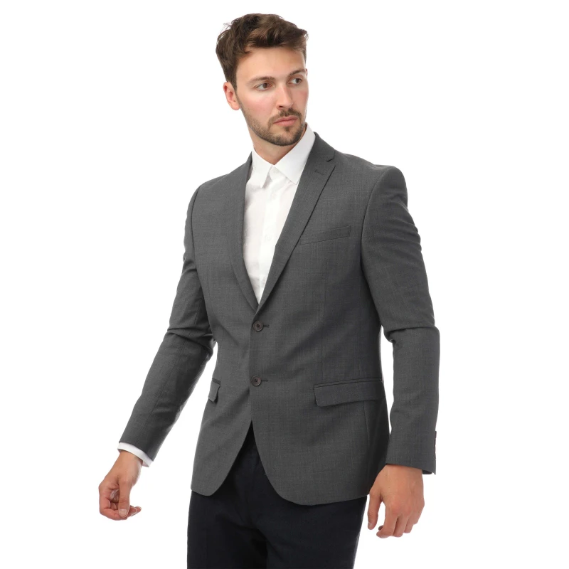 Image of Ted Baker Men Premium Charcoal Panama Slim Suit Jacket in Grey Size: 38R Grey 38R Male 5059508277723