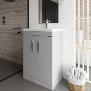 Image of Nuie - Athena Floor Standing 2-Door Vanity Unit with Basin-1 600mm Wide - Gloss Grey Mist