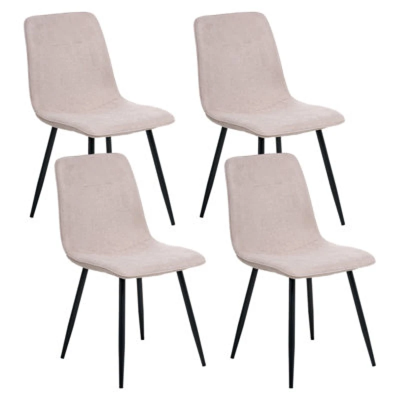 Image of Beliani Set Of 4 Dining Chairs Tuscola Fabric Beige