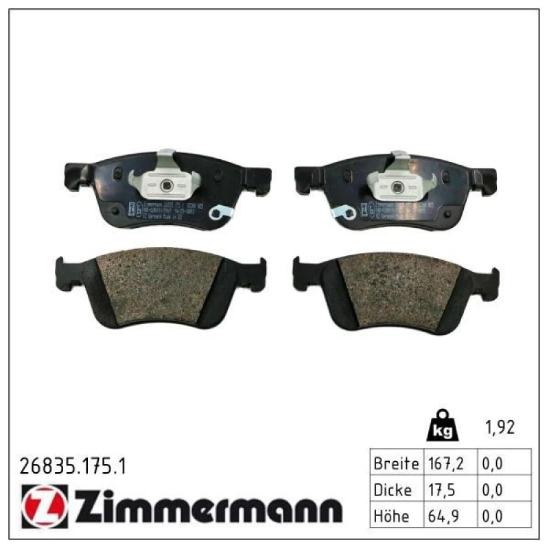 Image of ZIMMERMANN Brake pad set ZIMMERMANN 26835.175.1