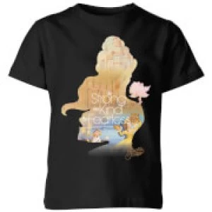 Image of Disney Princess Filled Silhouette Belle Kids T-Shirt - Black - 11-12 Years