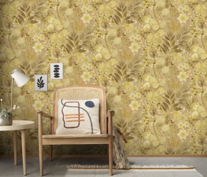 Image of Erismann Wallpaper Secret Grove Ochre