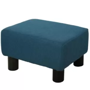 Image of Homcom Chic Linen Fabric Footstool Ottoman Cube With 4 Plastic Legs Blue